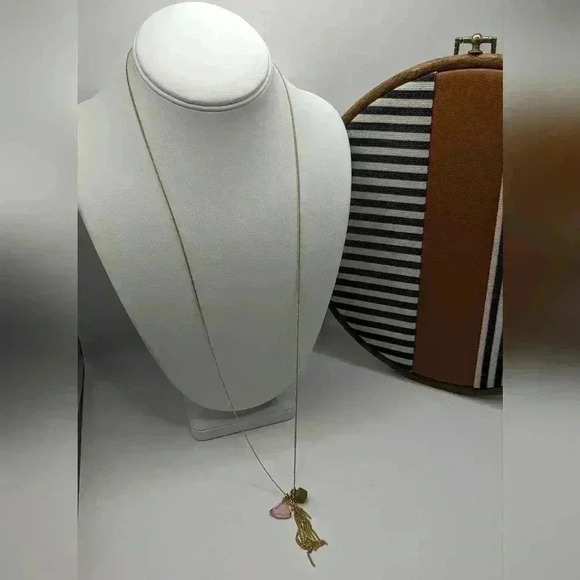 Unique J.Crew Necklace: Gold Chain with Shimmering Tassel & Crystals - Picture 3 of 5